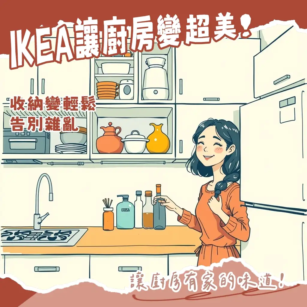 IKEA風廚房收納櫃模組化設計，包含抽屜分隔與轉角拉籃，打造高效實用廚房空間。