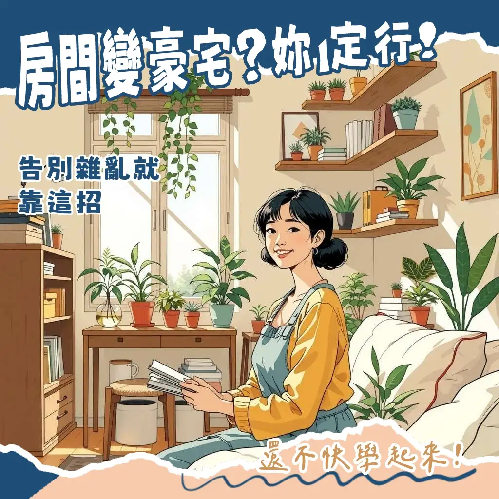 房間收納規劃圖，展示高效空間利用、整齊櫃體配置與舒適燈光搭配的居家空間收納規劃範例。