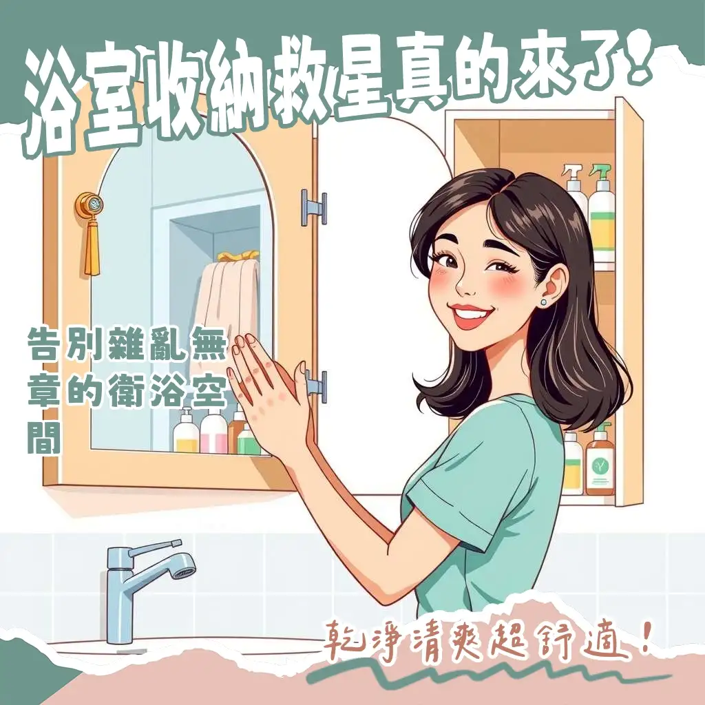 浴室收納櫃的多樣化選擇，包含鏡櫃、洗手台下櫃與高櫃，搭配防潮材質，提升衛浴空間的整潔與機能性。