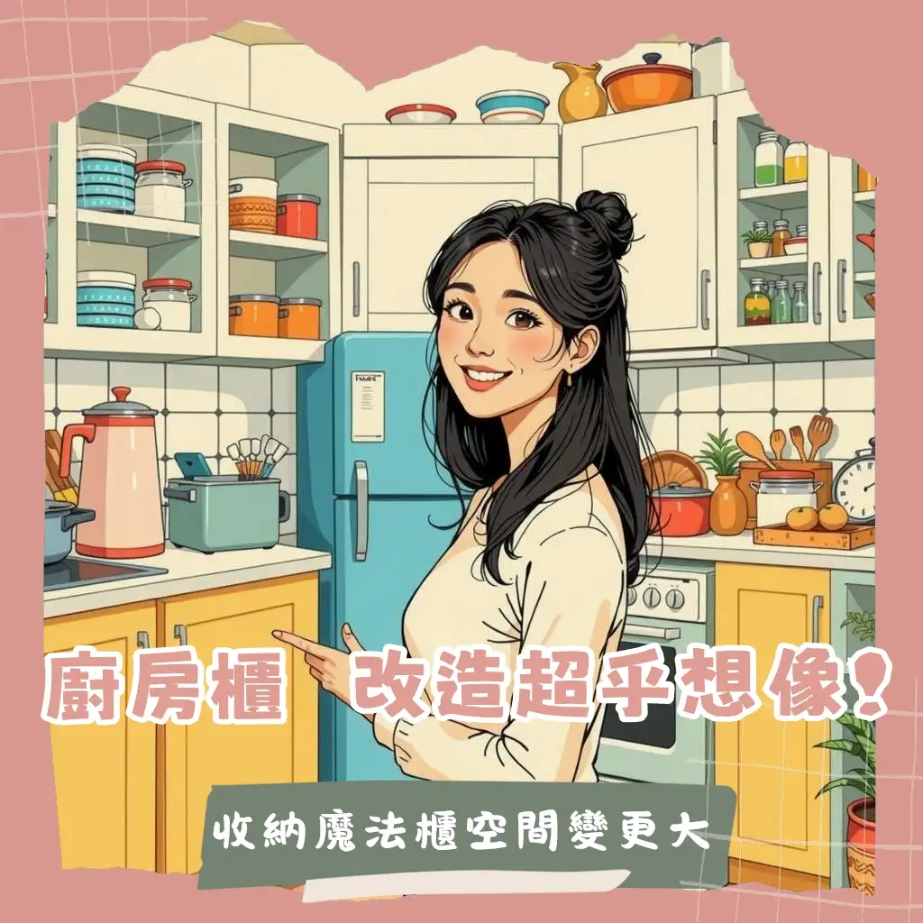 廚房收納櫃子規劃指南，包含吊櫃、地櫃、中島櫃設計，結合內部配件、材質選擇與小坪數空間利用，打造美觀實用廚房。