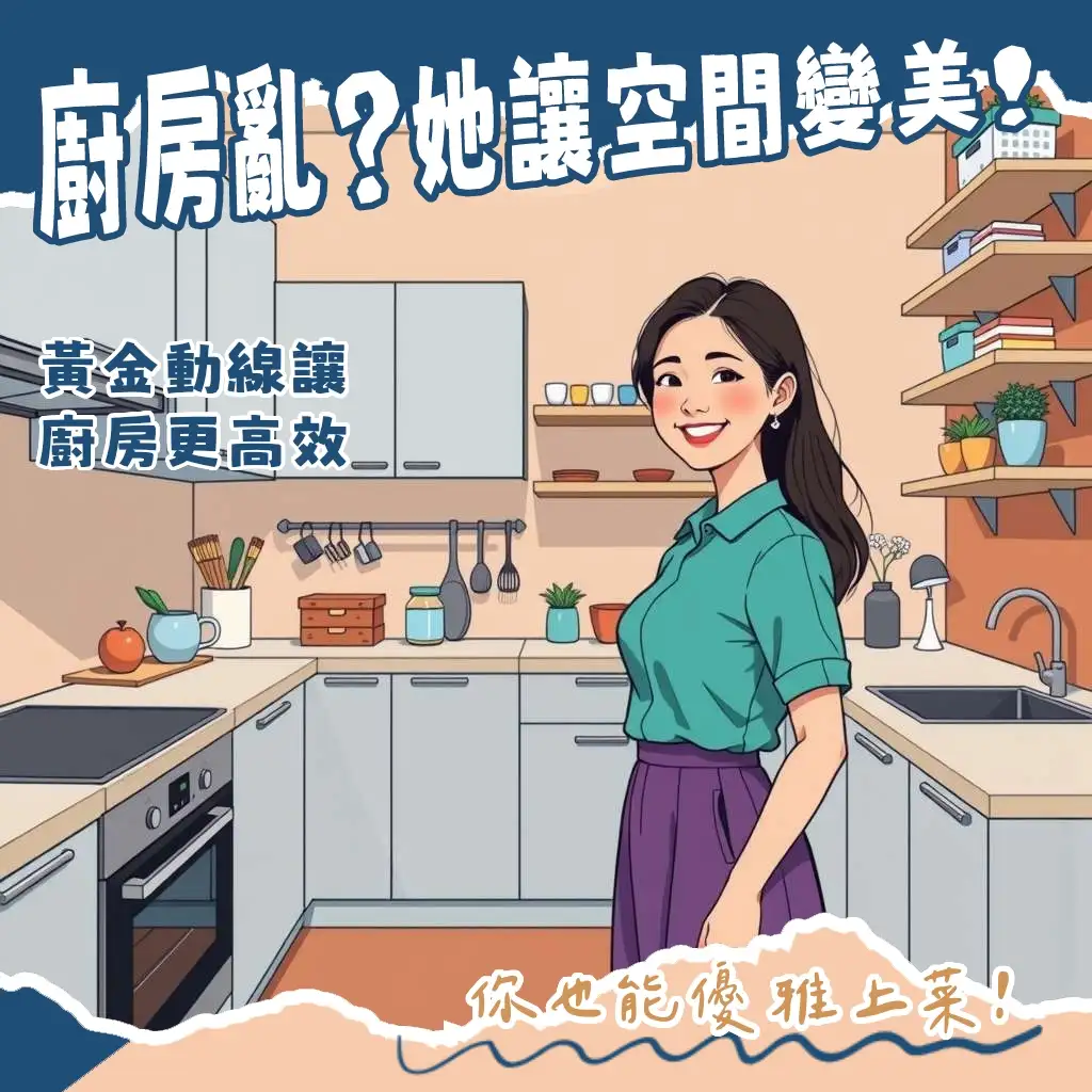 現代廚房收納櫃設計範例，展示流暢動線與多元收納配件，提升廚房實用性與美觀度。