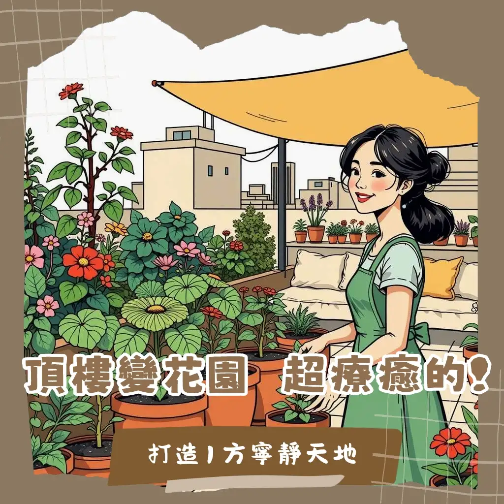 頂樓佈置與空中花園設計指南，含防水、排水、承重等關鍵考量與實用佈置建議。