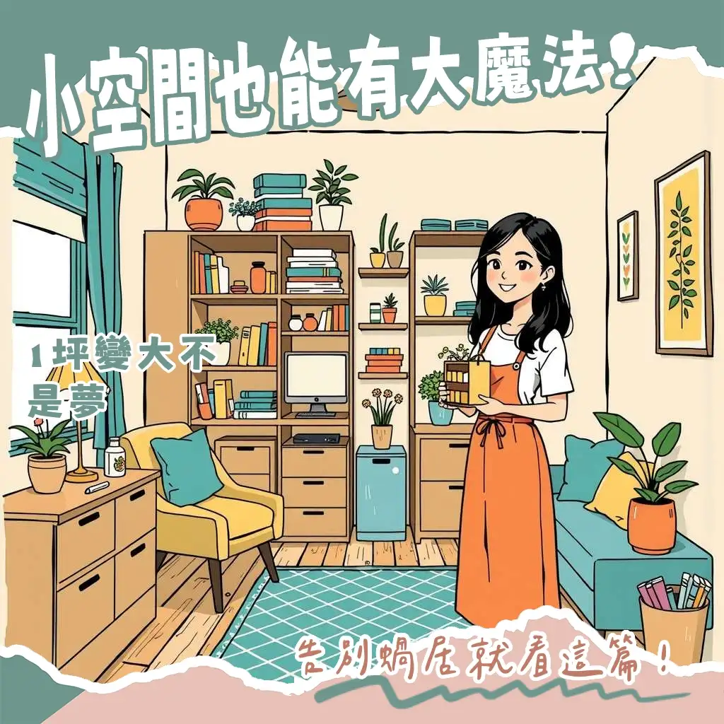 1坪小房間佈置指南，運用榻榻米床、壁掛收納與淺色系，打造精簡舒適小空間。