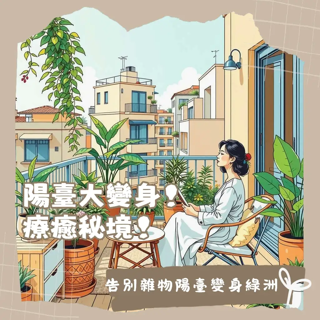 露台小陽台佈置指南，包含家具、植物、燈光與遮陽設備配置，打造溫馨休憩區的完整大綱。
