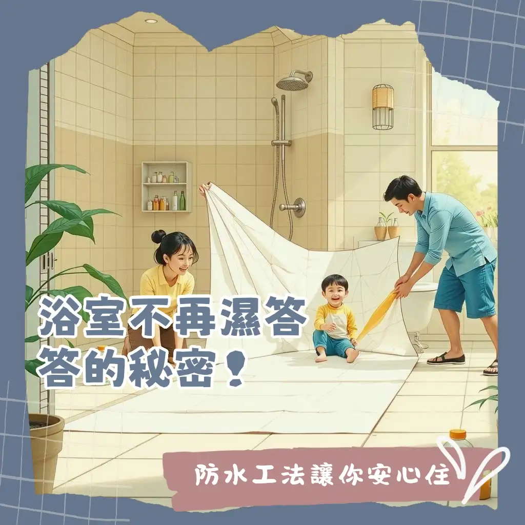 浴室防水工法選擇彈性水泥與PU材料，確保居家地坪牆面完整性，避免漏水壁癌問題