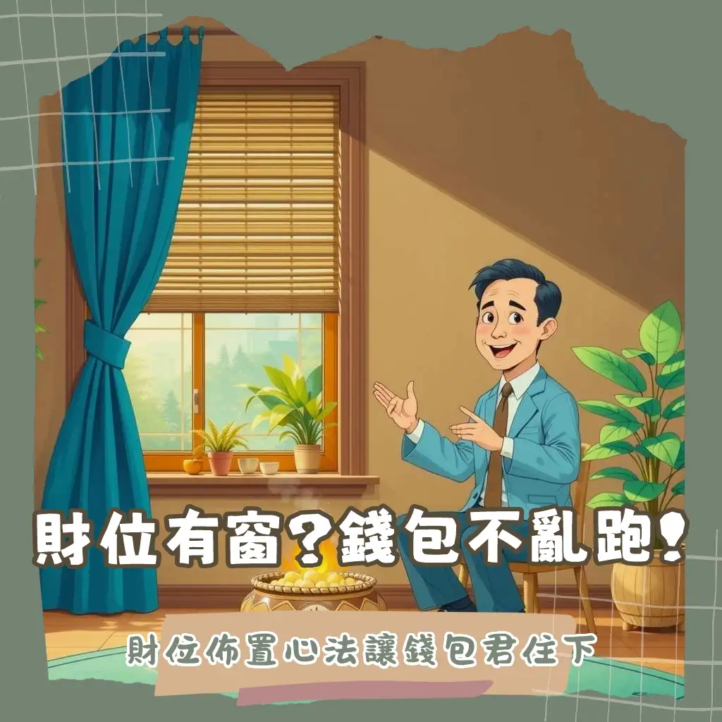 房間財位有窗戶風水化解方法，包括使用厚窗簾、窗貼、聚寶盆和植物，改善財氣外洩問題。