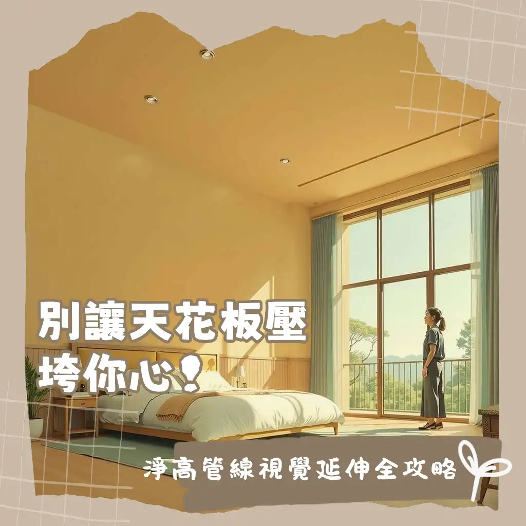 臥室高度指南，圖解不同樓層淨高對空間感的影響，包含挑高與標準高度比較。