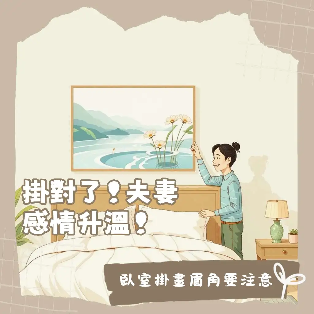 臥室掛畫風水指引：選擇柔和主題，避免禁忌圖案與色彩，合適位置與尺寸，打造寧靜溫馨的臥室氛圍。