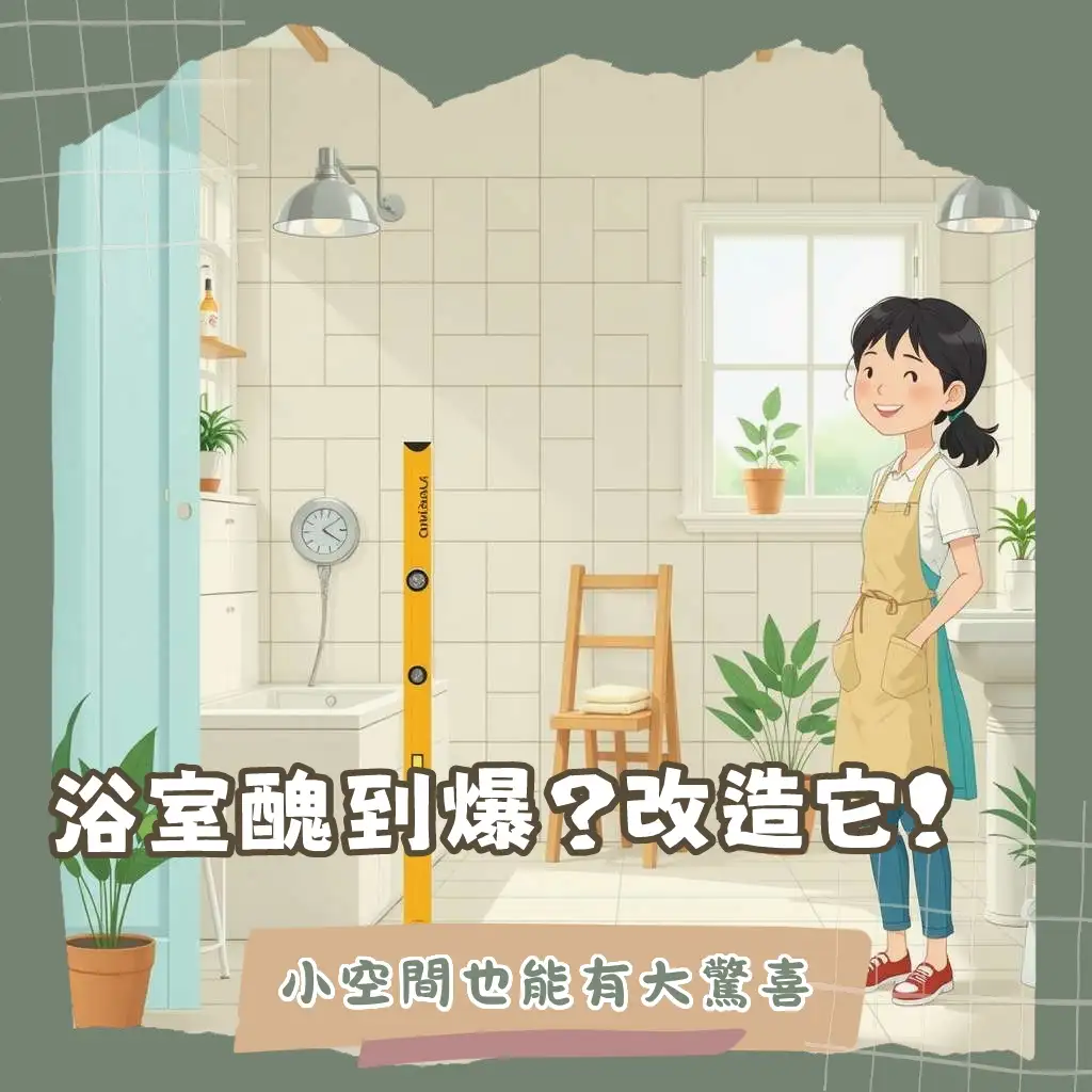 浴室DIY改造可行性高,涵蓋磁磚美縫、牆面塗漆、更換五金配件等項目指引