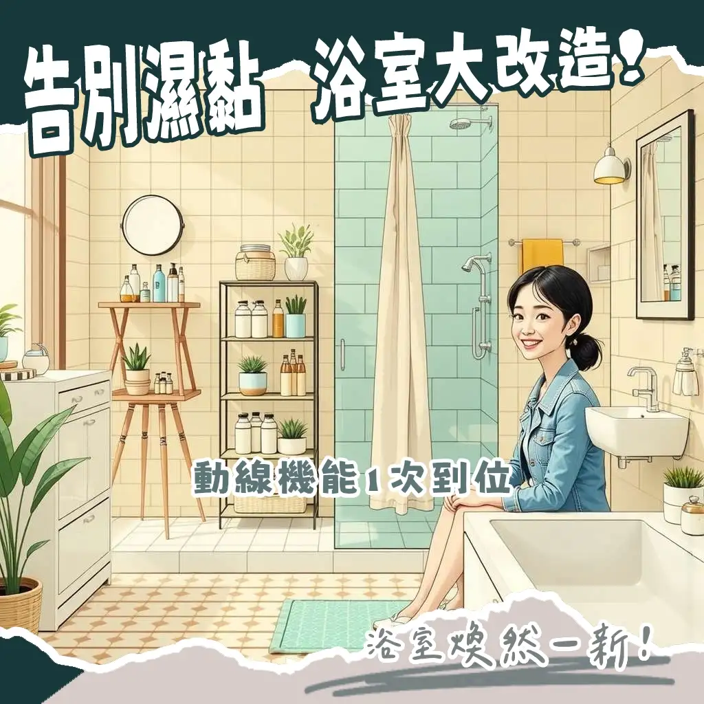 舒適浴室設計指南，含動線規劃、乾濕分離、磁磚選購與裝修費用考量，讓浴室兼顧美學與實用性。
