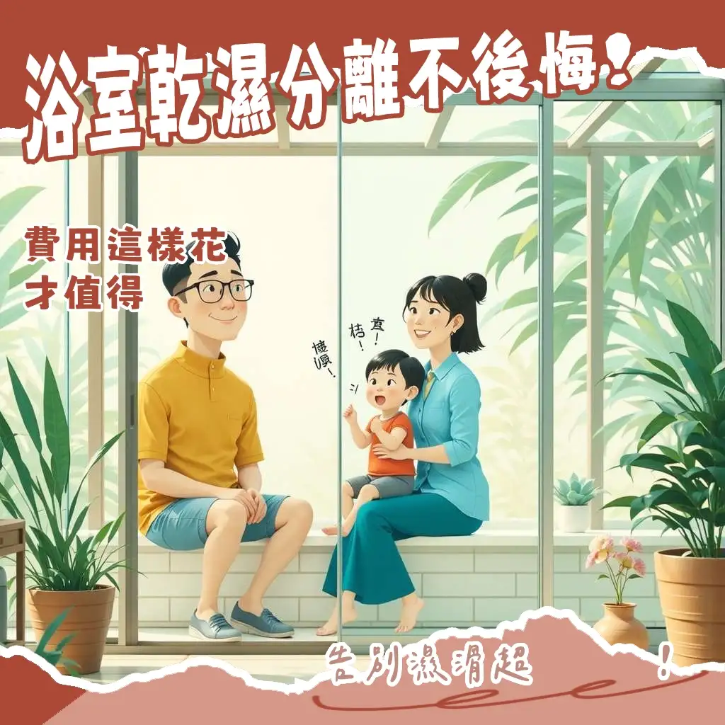 浴室乾濕分離費用全攻略：解析拉門、玻璃隔間價格與預算考量，助你打造乾爽安全衛浴。